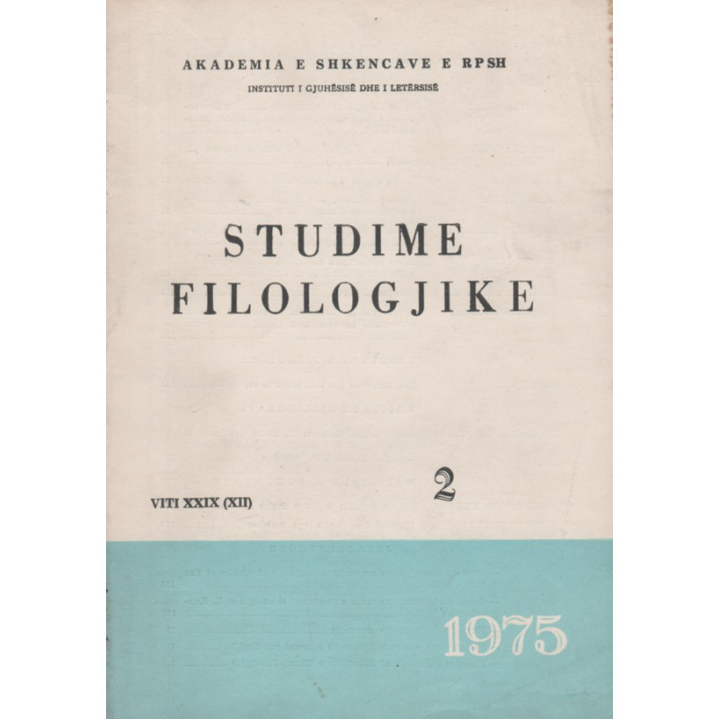 Studime filologjike 1975, vol. 2 Studime filologjike 1975, vol. 2