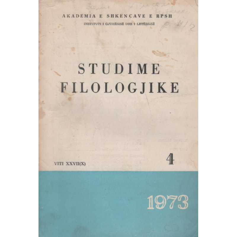 Studime filologjike 1973, vol. 4 Studime filologjike 1973, vol. 4