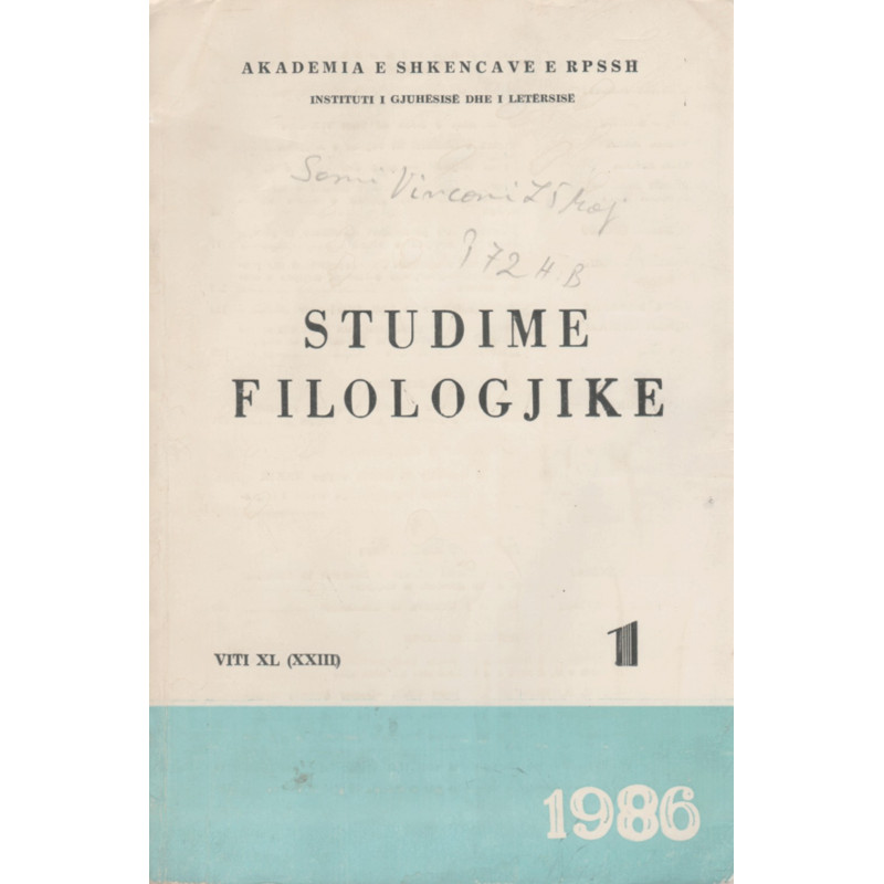 Studime Filologjike 1986, vol. 1